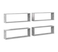 vidaXL Étagères cube murales 4 pcs – supports suspendus, tablettes flottantes – gris béton
