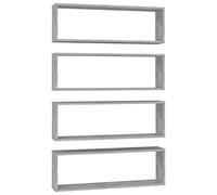 vidaXL Étagères Cube Murales 4 pcs, Supports Suspendus, Tablettes Flottantes, Meubles de Salon Salle de Séjour, Gris Béton Bois d'Ingénierie