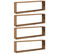 vidaXL Étagères cubes murales 4 pcs Vieux Bois 100x15x30 cm
