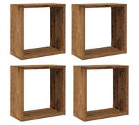 Vidaxl Étagères Cube Murales 4 Pcs Vieux Bois 30x15x30 Cm Marron