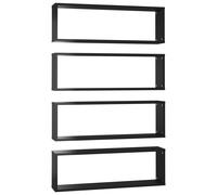 Vidaxl Etagères Cube Murales 4pcs Noir Brillant 80x15x26,5cm Aggloméré Noir