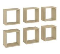 Vidaxl Etagères Cube Murales 6 Pcs Chêne Sonoma 26x15x26 Cm Multicolore