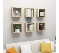 Vidaxl Étagères Cube Murales 6 Pcs Chêne Sonoma 30x15x30 Cm Multicolore