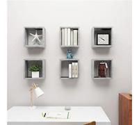 Vidaxl Etagères Cube Murales 6 Pcs Gris Béton 30x15x30 Cm