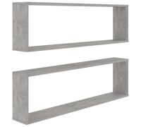 vidaXL Étagères cubes 2 pcs. Gris béton 100x15x30 cm Bois composite