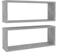 vidaXL Étagères cubes 2 pcs. Gris béton 60x15x23 cm Bois composite