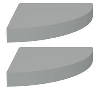 vidaXL 2X Etagères d'angle Flottantes Etagères Murales Bibliothèque Supports Panneaux Muraux Salon Chambre Bureau Intérieur Gris 25x25x3,8 cm MDF