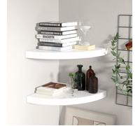 vidaXL Étagères d'angle flottantes 2pcs Blanc brillant 35x35x3,8cm MDF