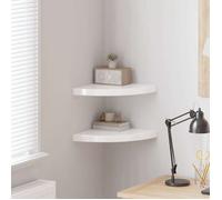vidaXL Étagères d'angle flottantes 2 pcs – blanc brillant 35×35×3,8 cm MDF