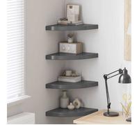 vidaXL Étagères d'angle flottantes 4 pcs gris brillant 35x35x3 8cm MDF 323915