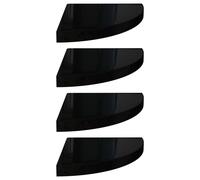 vidaXL Étagères d'angle flottantes 4 pcs Noir brillant 35x35x3,8cm MDF