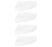 Hoekschappen zwevend 4 st 25x25x3,8 cm MDF hoogglans wit323888