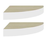 Vidaxl Étagères D'angle Murales 2 Pcs Chêne Et Blanc 35x35x3,8 Cm Mdf Multicolore