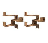 vidaXL Étagères d'angle murales 856607 – 2 pcs vieux bois 40x40x49,5 cm