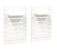 vidaXL Étagères de Chevet murales 2 pcs Blanc Bois de pin Massif, étagère Flottante, étagère Murale, Rangement Mural, étagère de Chevet