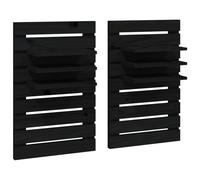 Vidaxl Étagères De Chevet Murales 2 Pcs Noir Bois De Pin Massif Marron