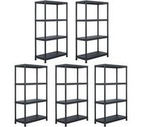 5x Étagère de Rangement Noir 60x30x180cm Plastique Meuble de Rangement vidaXL