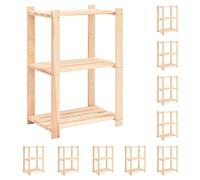 10x Pin Solide Etagères de Rangement 3 Niveaux 150 kg Stockage Maison