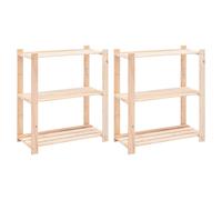 vidaXL Étagères de rangement à 3 niveaux 2 pcs 80x38x90 cm Pin 150 kg