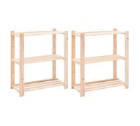 Opbergrekken 3-laags 2 st 80x38x90 cm massief grenenhout 150 kg3051117