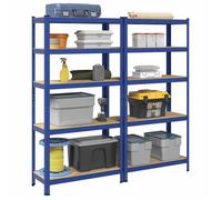 vidaXL Étagères de stockage avec 5 étagères 2 pcs. Bleu Acier & bois composite