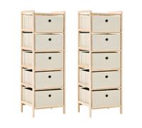 vidaXL Étagères de rangement 2 pcs avec 5 paniers en tissu Beige Cèdre