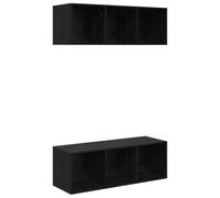 vidaXL Étagères en cubes murales en bois d'ingénierie noir, style chêne, 37 x 107 cm. Super design rectangulaire moderne, avec 2 petites armoires et une finition texturée. C'est pratique pour affiche