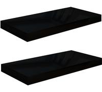 vidaXL Étagères flottantes 2 pcs. Noir brillant 50x23x3,8 cm MDF
