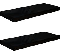 vidaXL Étagères flottantes 2 pcs. Noir brillant 60x23,5x3,8 cm MDF