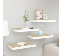 Vidaxl Étagères Flottantes 4 Pcs Chêne Et Blanc 40x23x3,8 Cm Mdf Blanc