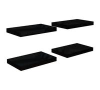 vidaXL Étagères flottantes 4 pcs. Noir brillant 40x23x3,8 cm MDF
