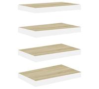 VidaXL Étagères flottantes Étagère Murale Rangement 4 pcs Chêne et blanc 40x23x3,8 cm MDF