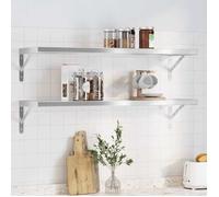 vidaXL Étagères murales 2 pcs 100x30x3 cm acier inoxydable argenté