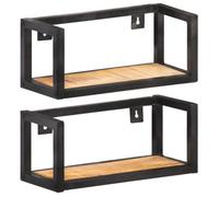 Vidaxl Étagères Murales 2 Pcs 40 Cm Bois De Manguier Brut Marron
