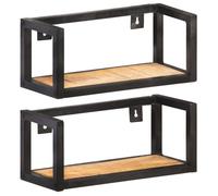 vidaXL Étagères murales 2x 120 cm Bois de récupération massif suspendues salon