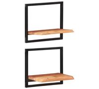 Vidaxl Étagères Murales 2 Pcs 40x24x35 Cm Bois D'acacia Et Acier Multicolore