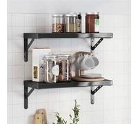 vidaXL Étagères murales 2 pcs 50x23,5 cm noir acier inoxydable, étagère flottante, étagère murale d'exposition, panneau 3214519 Noir G