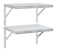 vidaXL Étagères murales 2 pcs 50x40 cm argenté Acier Inoxydable, étagère Flottante, étagère Murale d'exposition, Panneau d'étagère