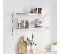 Vidaxl Étagères Murales 2 Pcs 75x23,5x3 Cm Argenté Acier Inoxydable Multicolore