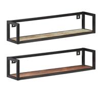 vidaXL Étagères murales suspendues 2x 80 cm Bois de récupération massif pour salon