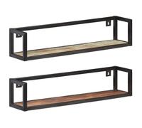 vidaXL Étagères murales suspendues 2x 80 cm Bois de récupération massif pour salon