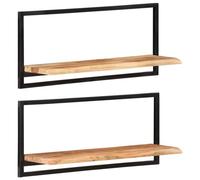 Vidaxl Étagères Murales 2 Pcs 80x25x35 Cm Bois D'acacia Et Acier Multicolore