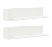 vidaXL Étagères murales 2 pcs Blanc 75x16,5x16,5 cm Bois d'ingénierie, étagère Flottante, étagère Suspendue, étagère Murale d'angle