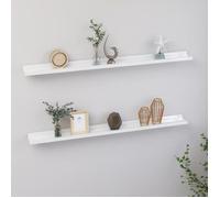 vidaXL Étagères murales 2 pcs Blanc brillant 100x9x3 cm