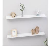 vidaXL Étagères murales 2 pcs Blanc brillant 80x9x3 cm