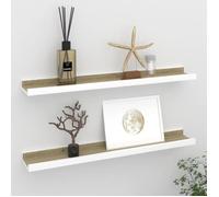 vidaXL Étagères murales 2 pcs Blanc et chêne Sonoma 60x9x3 cm