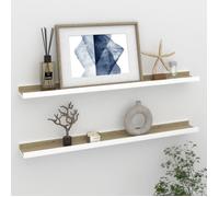 vidaXL Étagères murales 2 pcs Blanc et chêne Sonoma 80x9x3 cm