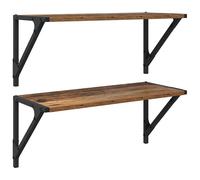 Étagères murales en bois ancien - vidaXL - 60x25x25,5 cm - Bois d'ingénierie - Montage mural - 2 pièces - Cadre en métal