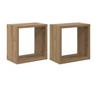 vidaXL Étagères Murales 2 pcs Chêne Artisanal 26 x 15 x 26 cm, Étagère Murale rectangulaire Moderne, Rangement stylé pour Le Salon, Gain de Place, Assemblage Facile