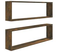 vidaXL Wandschappen kubus 2 st 100x15x30 cm bewerkt hout gerookt eiken815906 Marron G